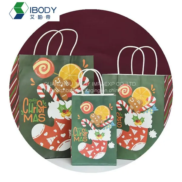 Wholesale Custom Logo Printing Recycled Reusable Food Takeaway Groceries Christmas Party Gift White Kraft Paper Bag photo-2
