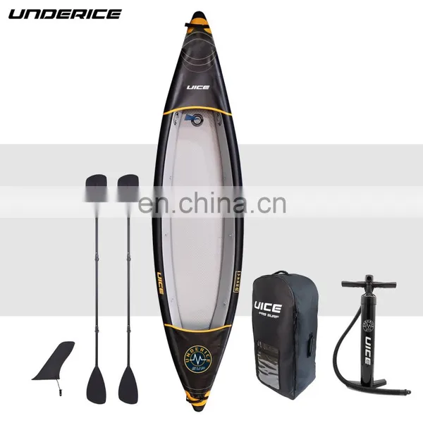 Hot Selling Black Drop Stitch Kayak Inflatable Fishing Kayak Durable Rowing Boats for Surfing Cruising photo-4