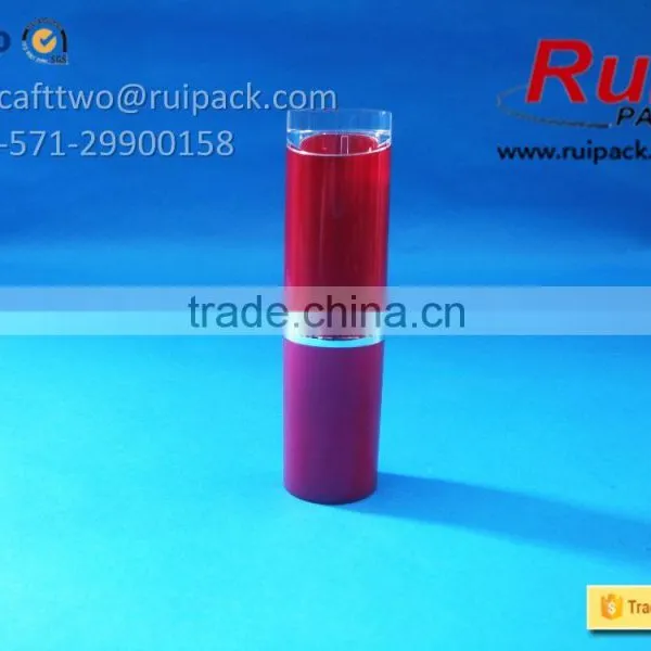 Round Red Lipstick Tube With Aluminum Inner, Lip Cream Container With Clear Head Cover photo-5
