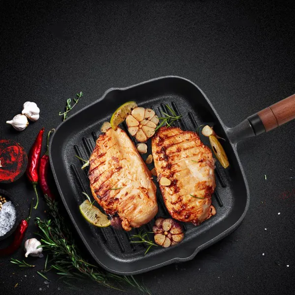 9 Inch Nonstick Grill Pan for Stove Tops Versatile Uncoated Non-stick Surface Pan Cast Iron Steak Pot Indoor Outdoor Grilling photo-3