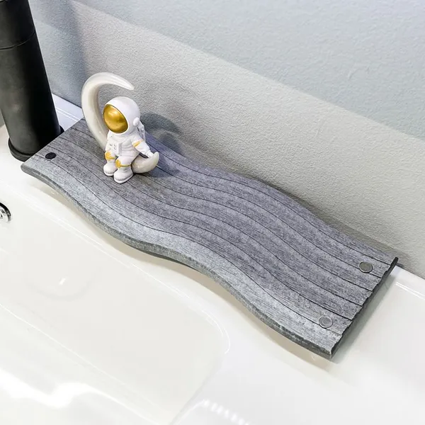 Wave-shaped Bathroom Sink Caddy Absorbent Diatomite Stone Bath Mat photo-5