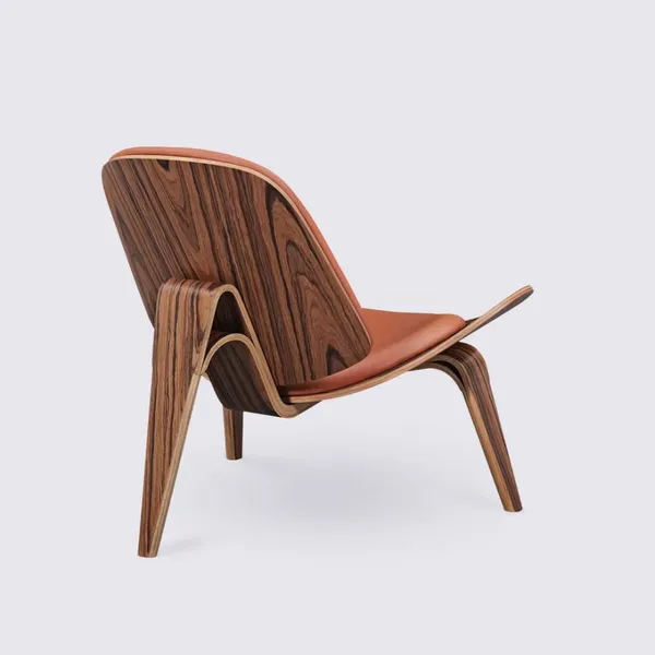 Design Tripod Armchair in Cognac Full Grain Leather and Rosewood – Carl photo-5