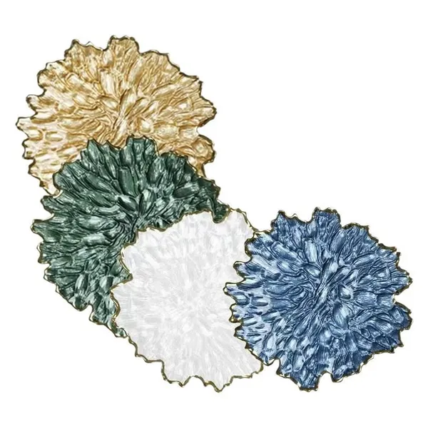 Wholesale Colorful Glass Plate for Wedding Western Food Plate Home Decoration Gold Glass Clear Beaded Charge Plate Dinnerware photo-5