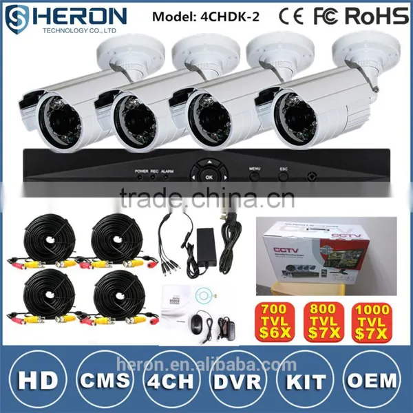 4/8/16ch HD 1000TVL H.264 P2P A Key Internet DVR KITs Security Cctv Camera System photo-4