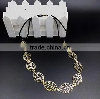 Fancy Lovely Young Women`s Gold Plated Leaves Shaped Elastic Fashion Headband photo-3