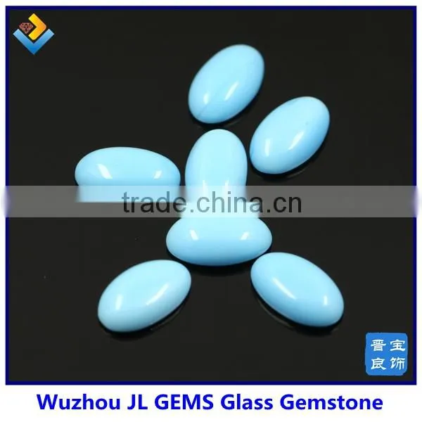 Oval Cabochon Stone With Milky Blue Glass Gemstone for Making Necklace and Bracelet photo-4