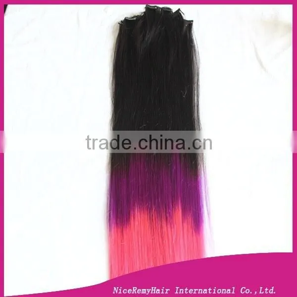 Two Tone Clip in Hair Extension Colored Ombre Clip in Remy Hair Extension photo-2