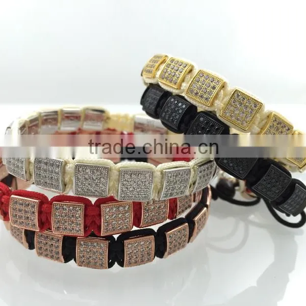 Wholesale Micro Setting Zircon Bracelet Braided Stone Beads Bracelet With Stainless Steel Beads photo-4