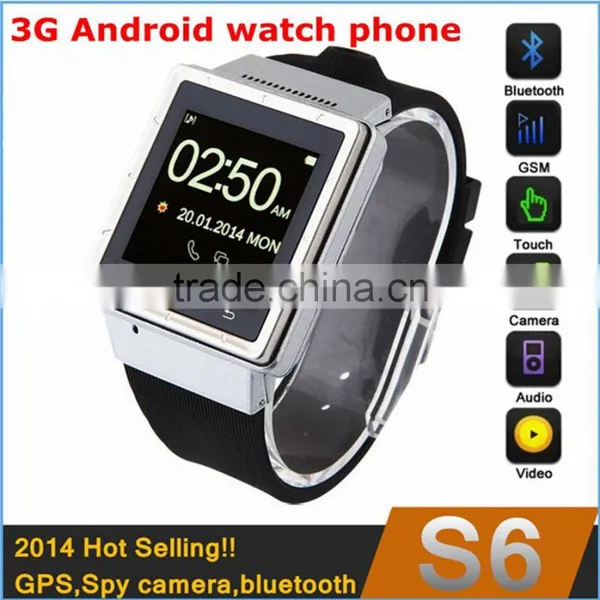 3g Android Watch Phone With Wifi MTK6577 Dual Core,512MB RAM 4GB ROM, 2Mp Camera,GPS,bluetooth 3.0,free Shipping!