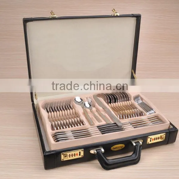 stainless steel cutlery set with leather box