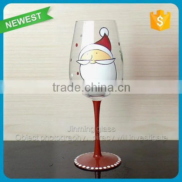 Handpainted Drinking Glass Goblet Cup Red Wine Drinking Glass Cup Long Stem Goblet Glass photo-2