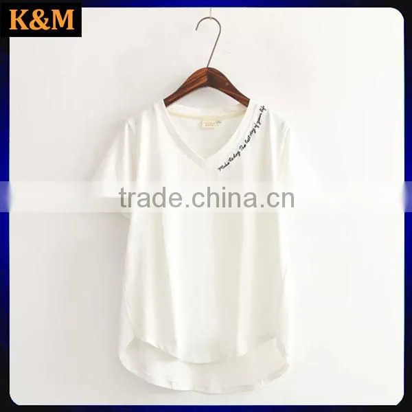 Embroidered t Shirt 180g Casual t Shirt v Neck t Shirt