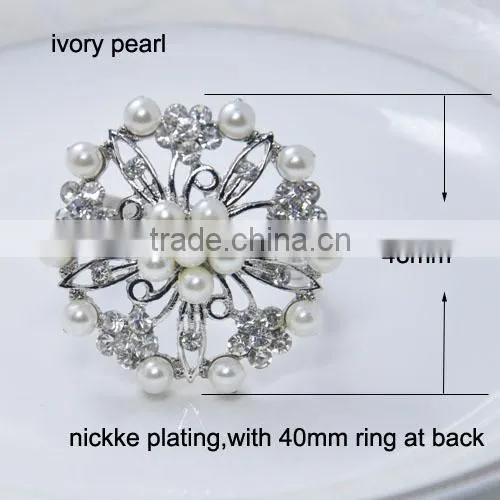 (M0409) 2014NEW ! 100pcs/lot Elegant Wedding Flower Rhinestone Napkin Rings ,Napkin Holders ,48mm Diameter ,40mm Ring at Back