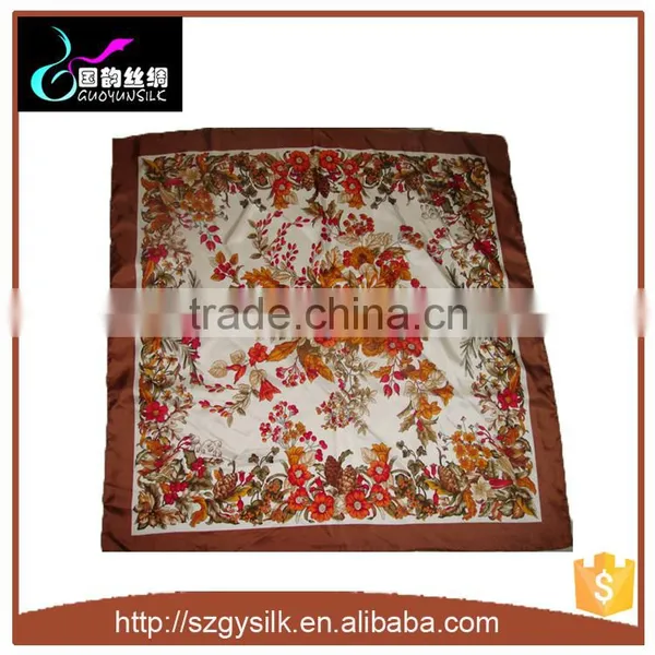Name Brand 14MM Satin Silk Scarf With Hand Rolled Hem