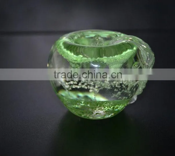 Glass Paperweight Apple Shape Green Color Decorative Household Items