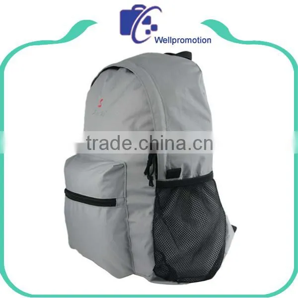 Cheap Grey Fashion Textile Backpack With Mesh Pockets photo-5