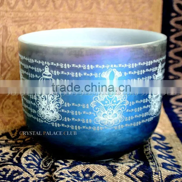 Frosted Quartz Crystal Singing Bowls With Design and Colorful and Musical Note photo-3