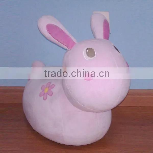 Ride on Plush Rocking Rabbit Toy, Wooden Rocking Toy for Kids