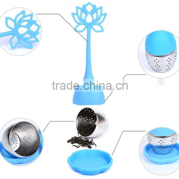 HQ Silicone & Stainless Steel Lotus Design Flower Infuser Tea Strainer photo-3