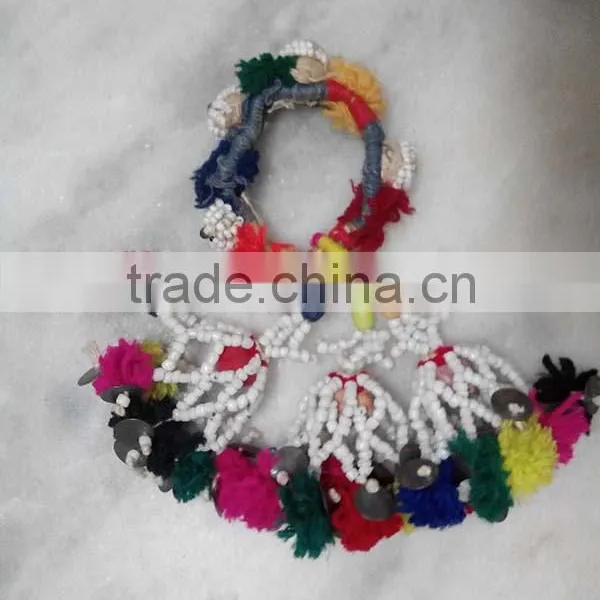 Handmade Heavy Vintage Banjara Antic Pom Pom Braclates Banjara Tassels