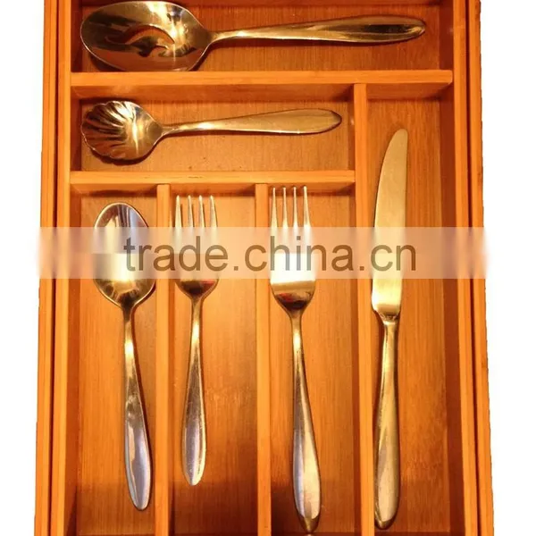 BH003 Bamboo Expandable Cutlery Drawer Organizer for Kitchen photo-3