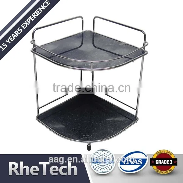 Double Tiers Shower Storage Coner Standing Towel Bathroom Rack