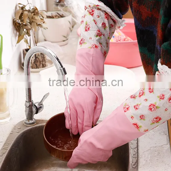 L00035 Rubber Gloves Scrubber/ House/kitchen /cleaning Room With Velvet photo-3