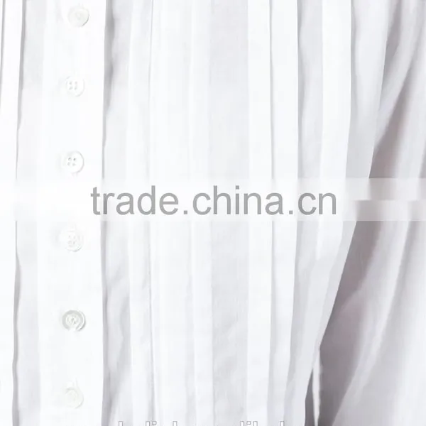 High Quality Ladies Fancy White Pleated Blouse Fashion Design photo-4