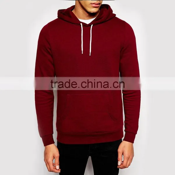 Custom Mens Red Plain Pullover Hoodies photo-4