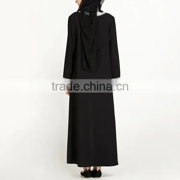 New Model Abaya in Dubai 2017 Wholesale Lace Cotton Liene Robes Musulmane Turkey Hijab Abaya Muslim Cardigan Moroccan Kaftan photo-3