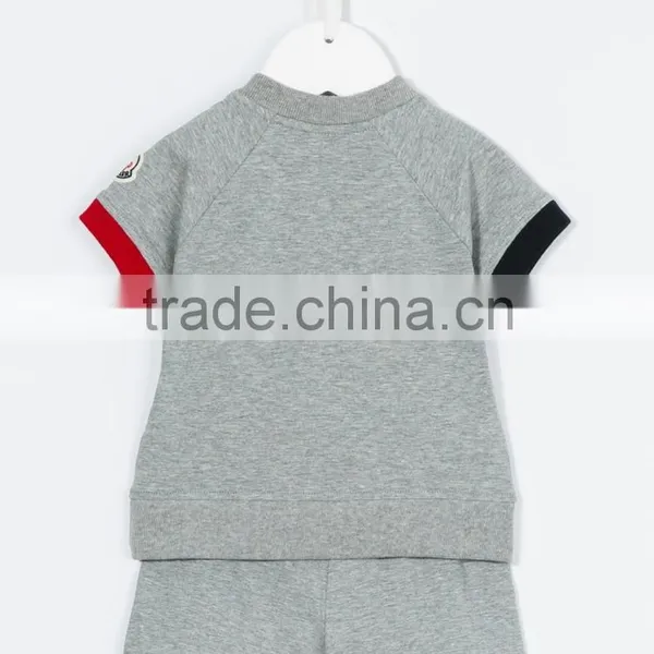 2017 New Design Custom Summer Kids Color Block Tracksuit Clothes Set Kids Active Wear Baby Clothes Set photo-2