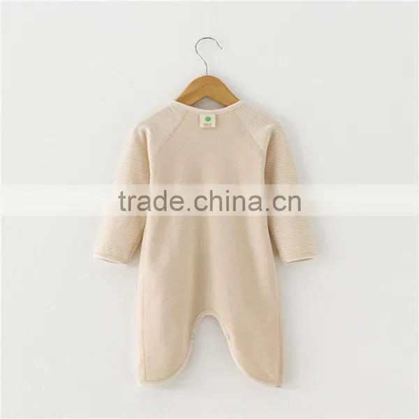 Wholesale 100% Organic Cotton Baby Clothes Newborn Romper Long Sleeves Plain Blank Baby Bodysuit photo-4