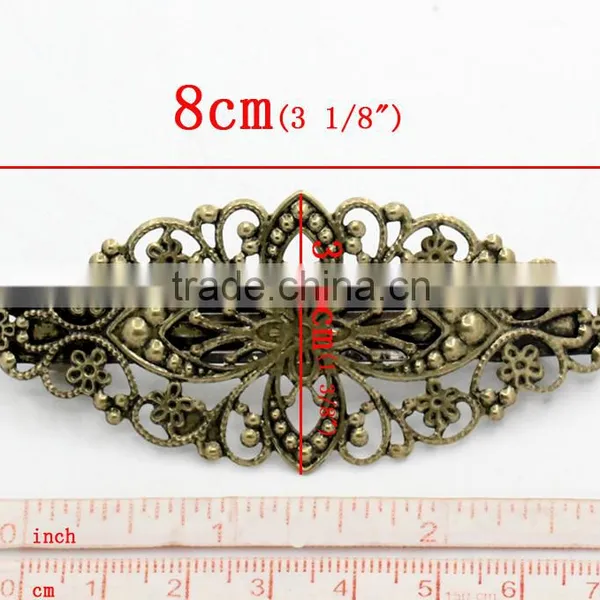 Woman Antique Bronze Flower French Hair Barrette Clips Accessories photo-2