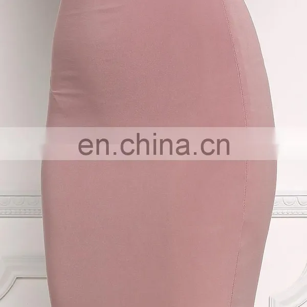 2017 Woman Hot Sale New Design Mauve High Rise Midi Skirt photo-4