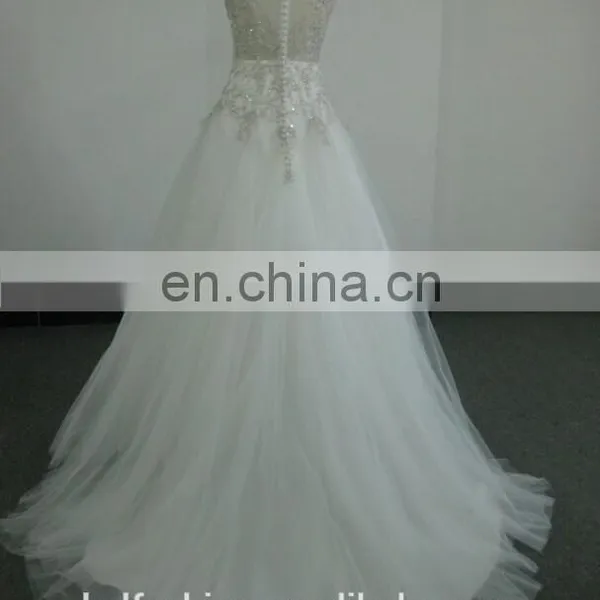 EBX-98 Sleeveless With Heavy Beading Top Wedding Dress photo-2