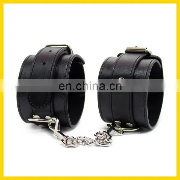 Black pu Leather Wrist and Ankle Restraint, Sex Play Toy