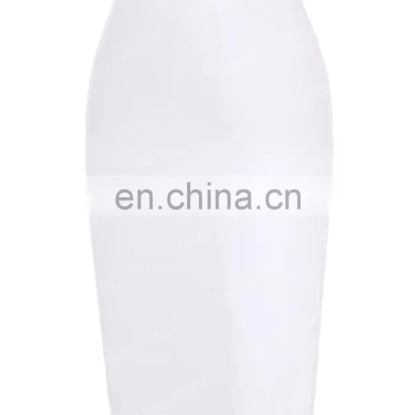 Kate Kasin Occident Women's OL High Stretchy Hips-Wrapped Split Back Short White Pencil Skirt 24" KK000273-2 photo-4