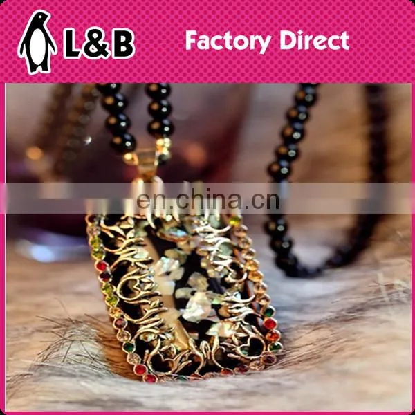2016 Fashion Handmade Round Square Triangle Fancy Cheapest Pendant Handmade Chunky Bead Necklace photo-5