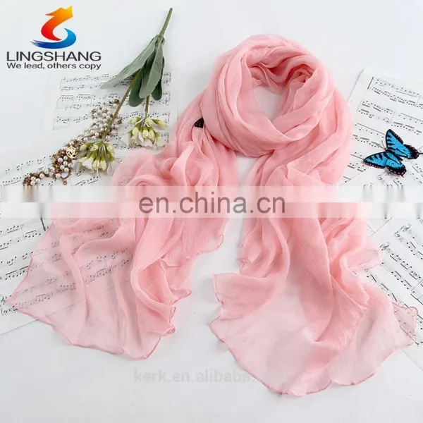 Ladies Spring Floral Muslim Hijab,stereo Embroidery Pattern, Plain Silk Chiffon Shawls,women Scarves photo-2