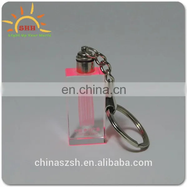 Cheap Crystal Acrylic Promotional Laser Engraved LED Light Keychain photo-6