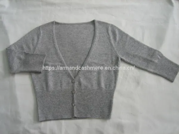 Women's Deep V Neck Cashmere Cardigan Sweater (040W) photo-2