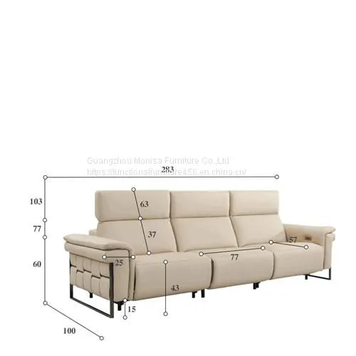 Italian Minimalist First Layer Cowhide Contact Surface Leather Sofa Unique Design Living Room Straight Combination Three-Seat Sofa photo-3