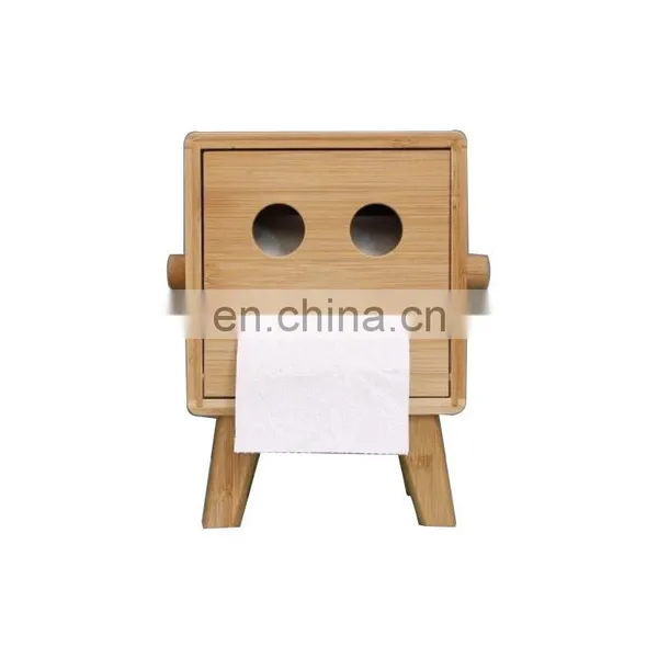 Luxury Hotel tv Shape tv Shape Decorative Toilet Roll Paper Tissue Holder With Leg Bamboo Wooden Storage Box Container photo-5