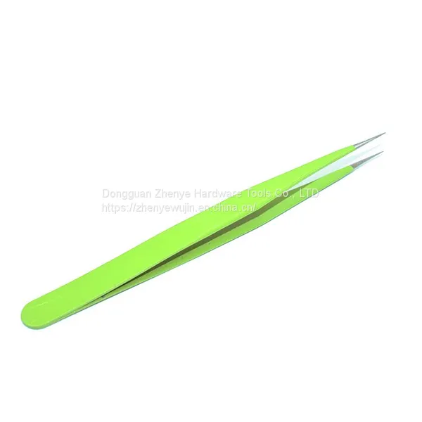 Small Tweezers for Hand Account Guka Cute Manual Diy Sticker Point Elbow Hand Account Clip Tool Sewing Grafting False Eyelashes Green Straight Head photo-5