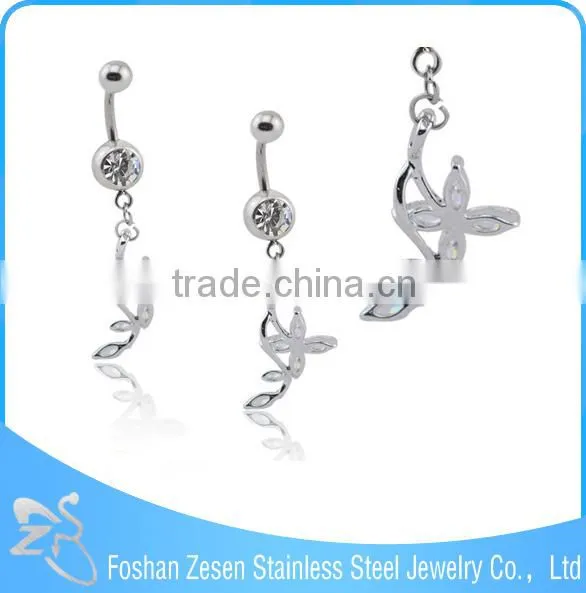 China Manufacturer Medical Steel Wholesale Hanging Crystal Elephant Belly Ring photo-2