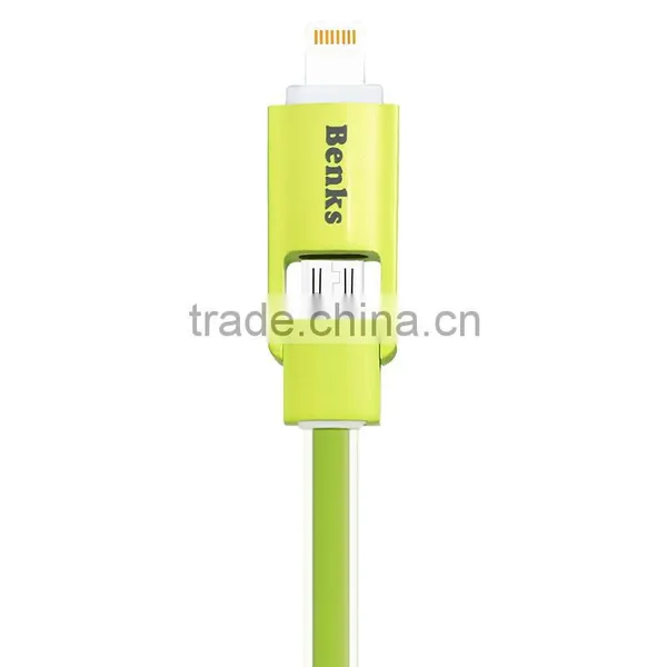BENKS Jelly Series 2in1Reversible USB Cable for Ios and Android Mobile Phone Blue Light Indicator Sync and Charging 1m Cable photo-6