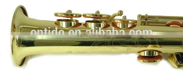 Beginner Use China Made Cheap Straight Soprano Saxophone, Gold Lacquer With Case photo-2