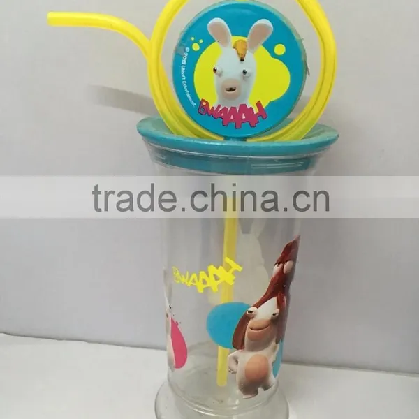 Cute Water Bottle With Straw and Cartoons photo-2