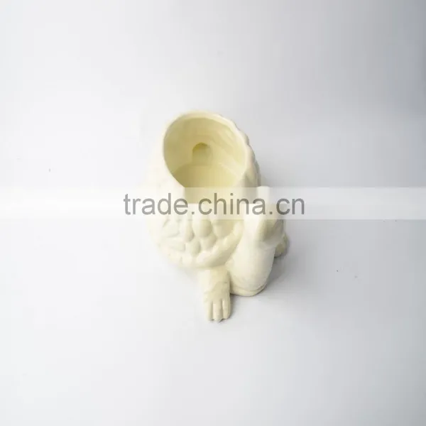 White Ceramic Turtle Flower Pot photo-2
