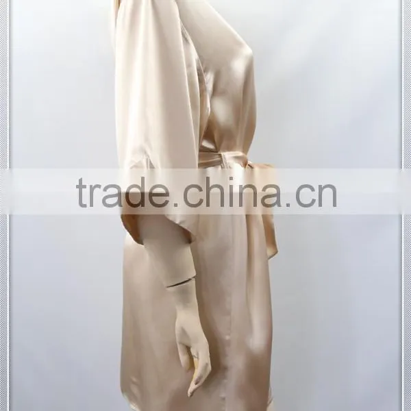 Wholesale Plain Colors Short Knee Length 100% Silk Robe Paypal Accept photo-3